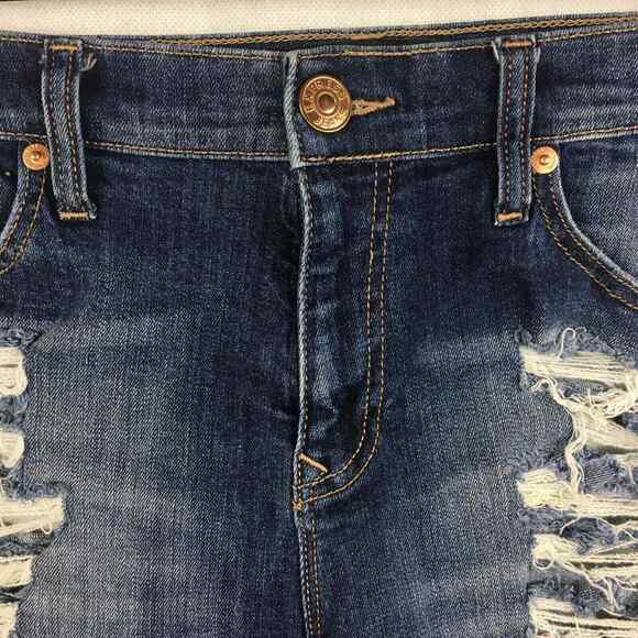 Express Shorts Womens Sz 6 Blue Jean Distressed Ripped Cut Off Denim - Picture 7 of 12